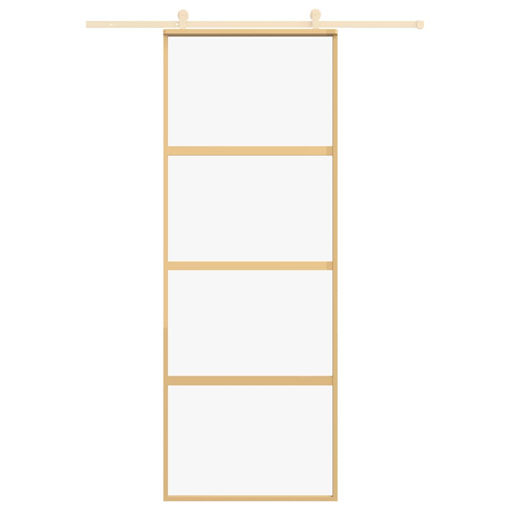 aranyszínű átlátszó ESG üveg és alumínium tolóajtó 76 x 205 cm