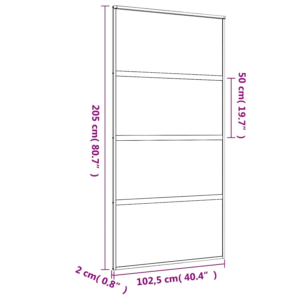 aranyszínű ESG tejüveg és alumínium tolóajtó 102,5 x 205 cm