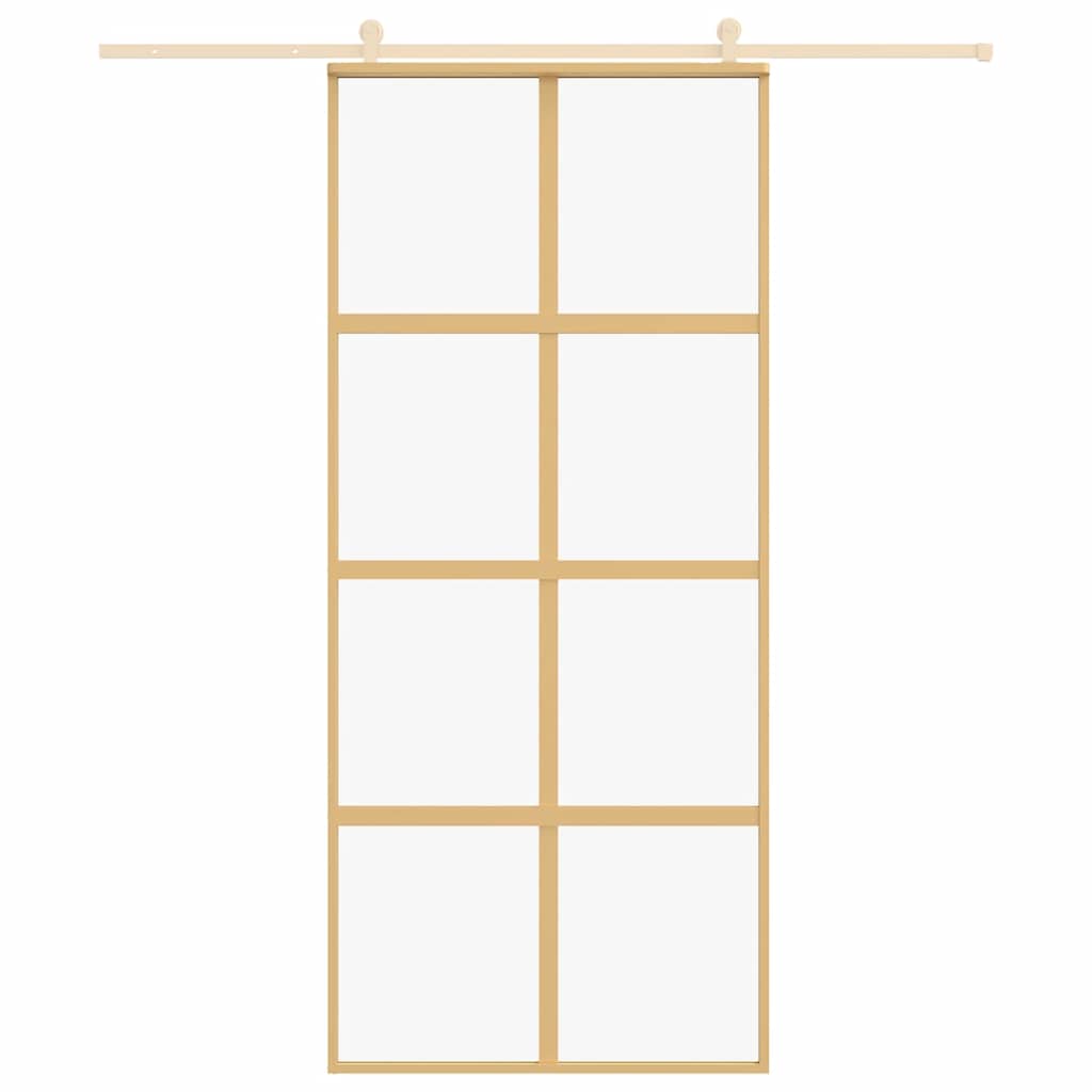 aranyszínű átlátszó ESG üveg és alumínium tolóajtó 90 x 205 cm