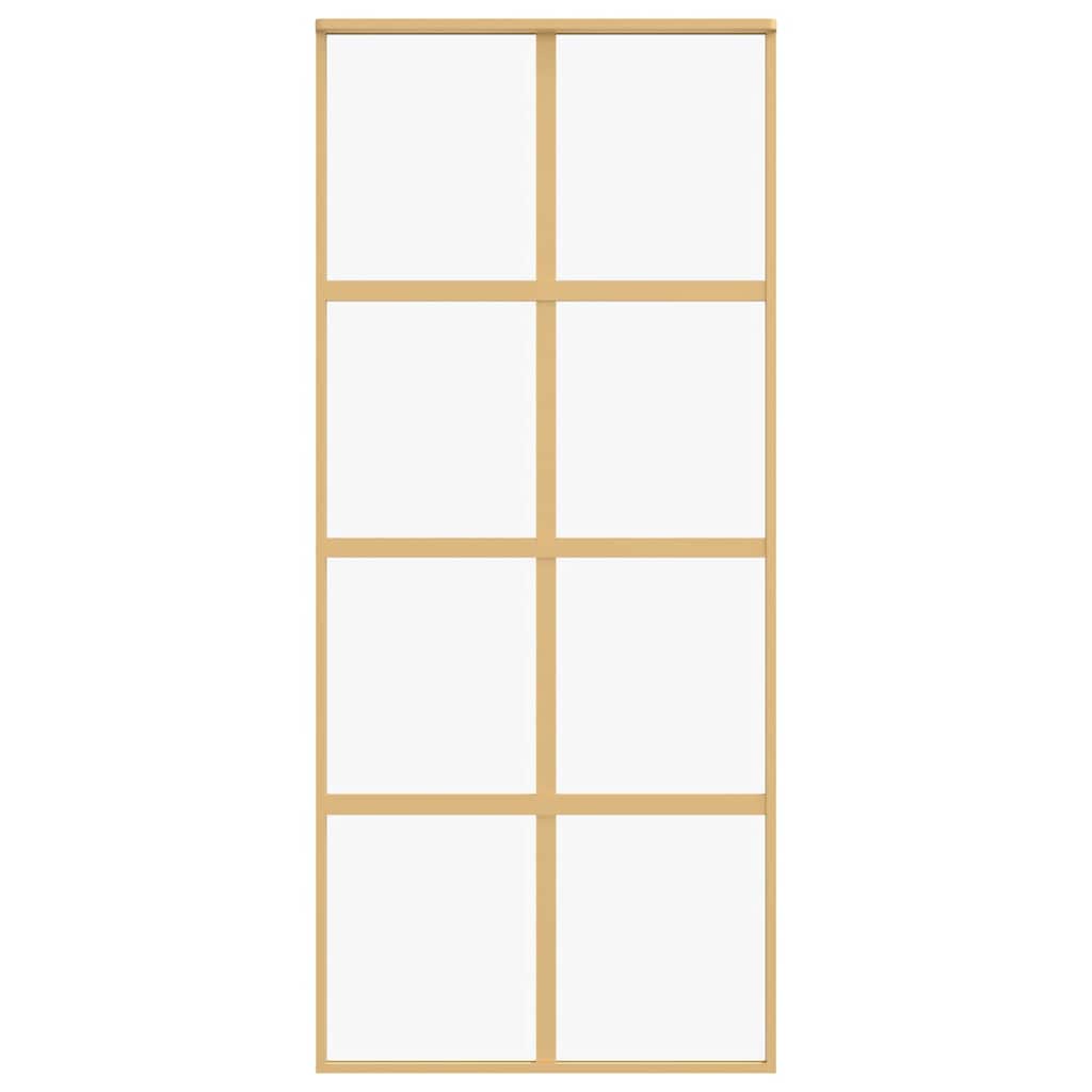 aranyszínű átlátszó ESG üveg és alumínium tolóajtó 90 x 205 cm