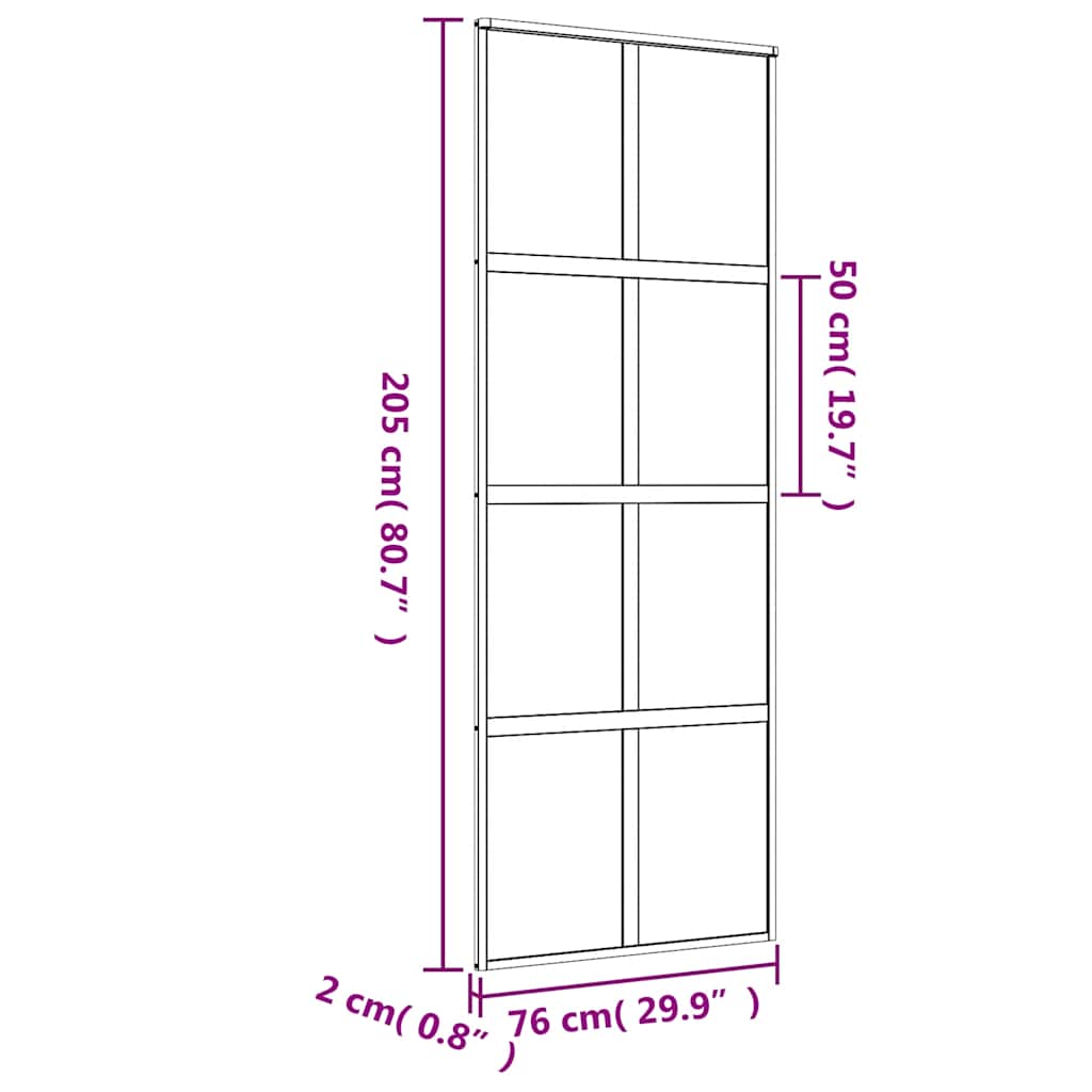 aranyszínű ESG tejüveg és alumínium tolóajtó 76 x 205 cm