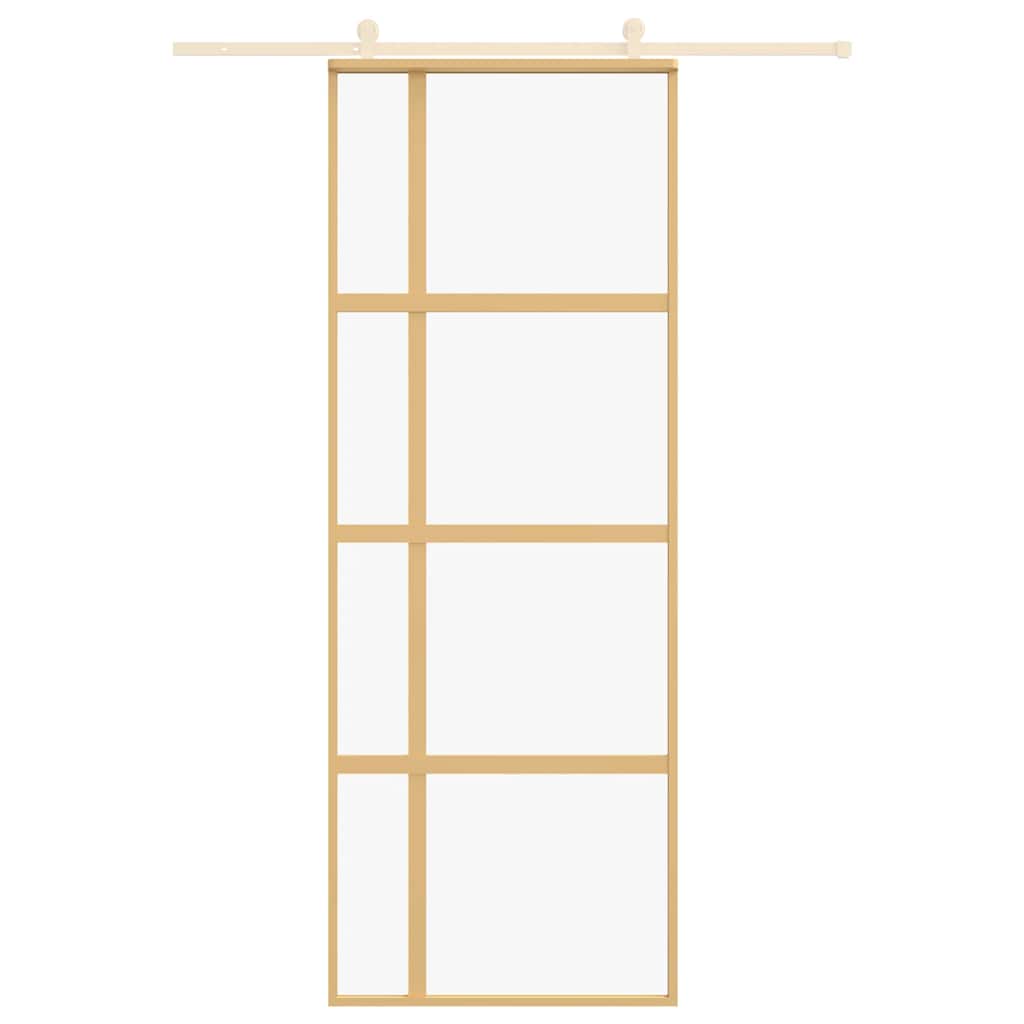 aranyszínű átlátszó ESG üveg és alumínium tolóajtó 76 x 205 cm