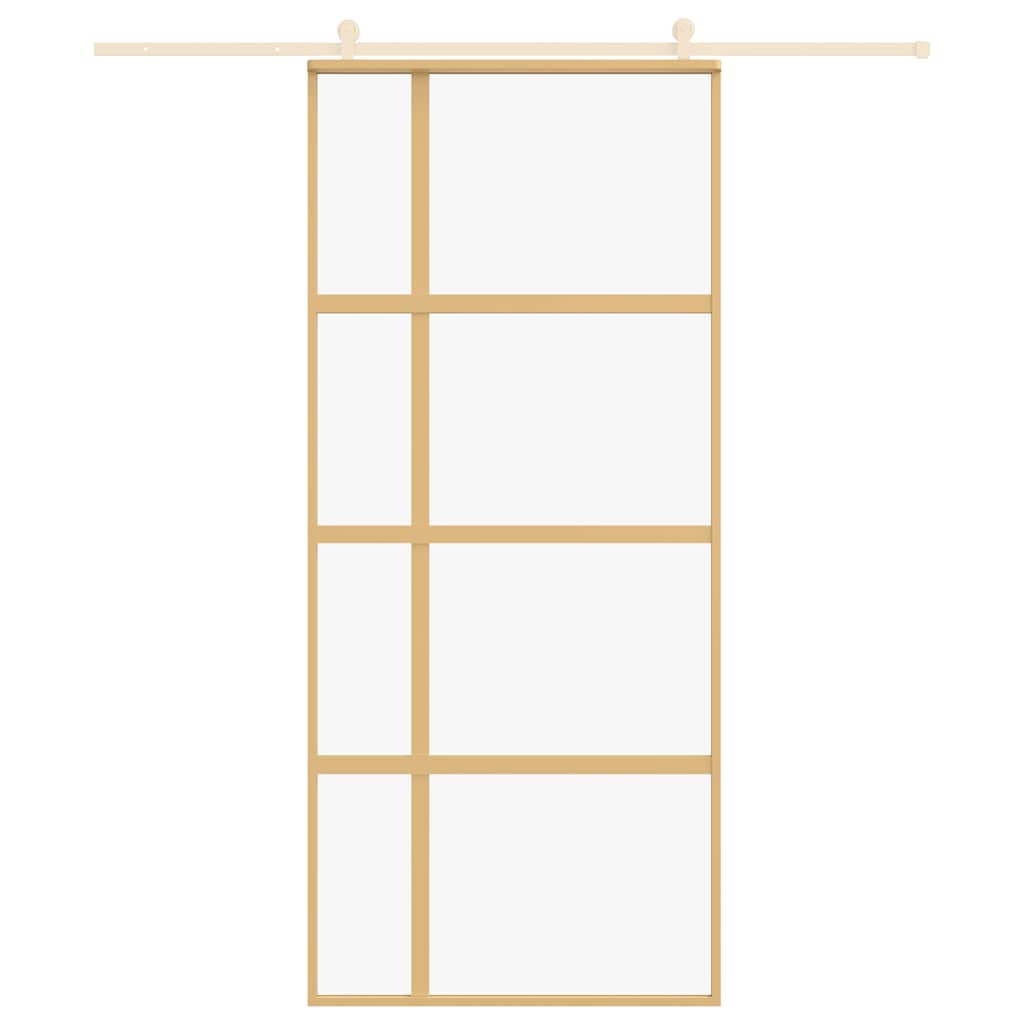 aranyszínű átlátszó ESG üveg és alumínium tolóajtó 90 x 205 cm