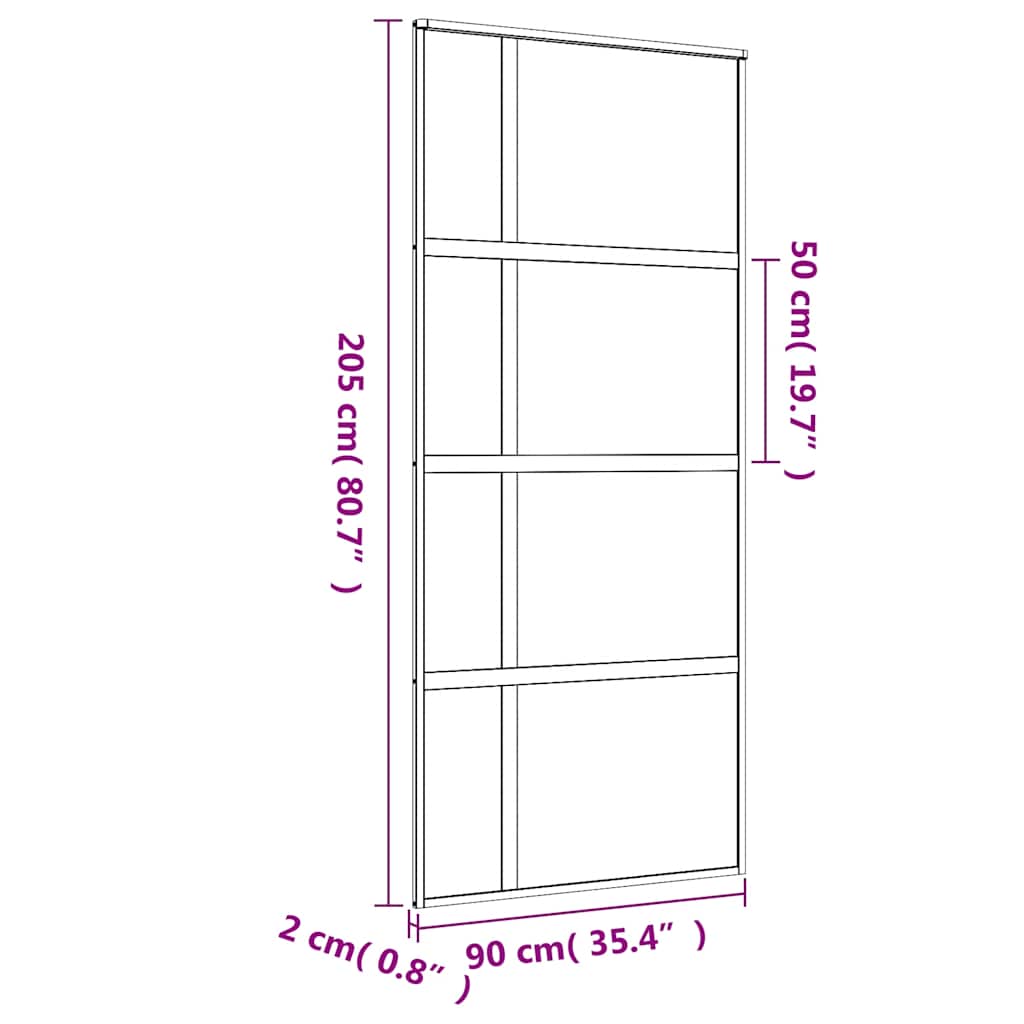 aranyszínű átlátszó ESG üveg és alumínium tolóajtó 90 x 205 cm