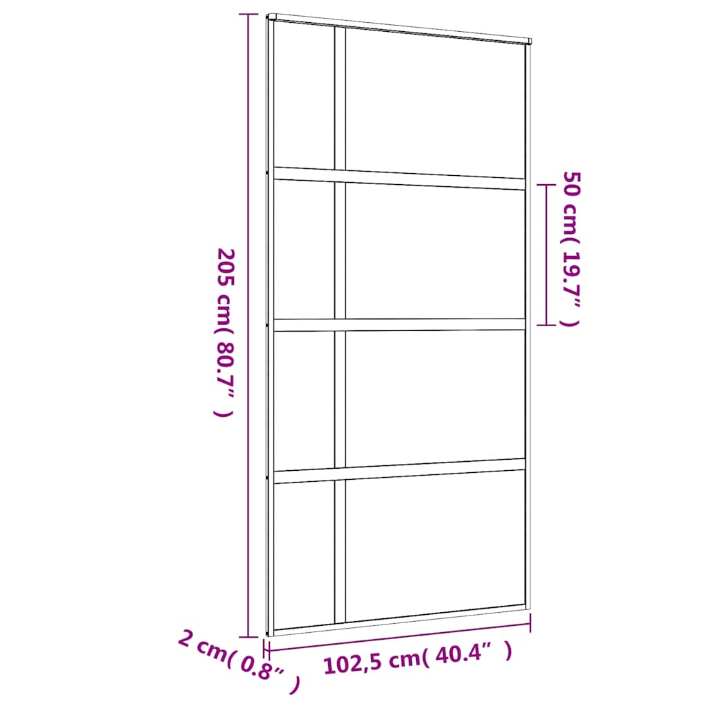 aranyszínű átlátszó ESG üveg és alumínium tolóajtó 102,5x205 cm