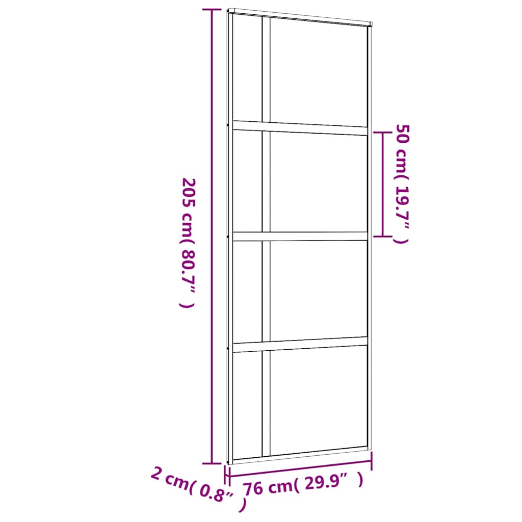 aranyszínű ESG tejüveg és alumínium tolóajtó 76 x 205 cm