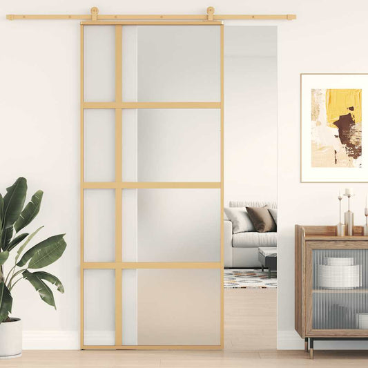 aranyszínű ESG tejüveg és alumínium tolóajtó 90 x 205 cm