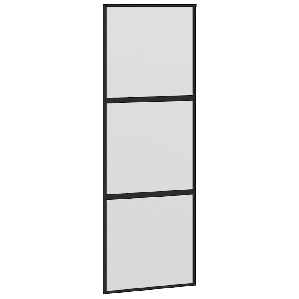 fekete edzett üveg és alumínium tolóajtó 76 x 205 cm