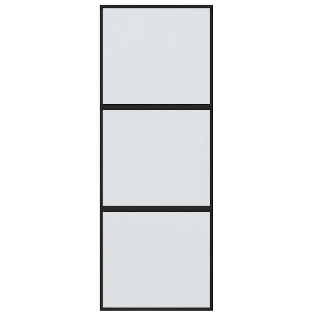 fekete edzett üveg és alumínium tolóajtó 76 x 205 cm