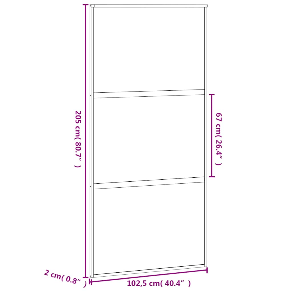 fekete edzett üveg és alumínium tolóajtó 102,5 x 205 cm