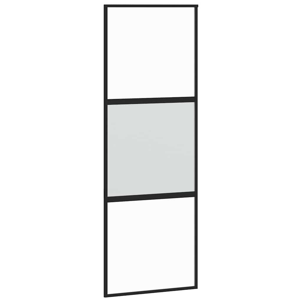 fekete edzett üveg és alumínium tolóajtó 76 x 205 cm