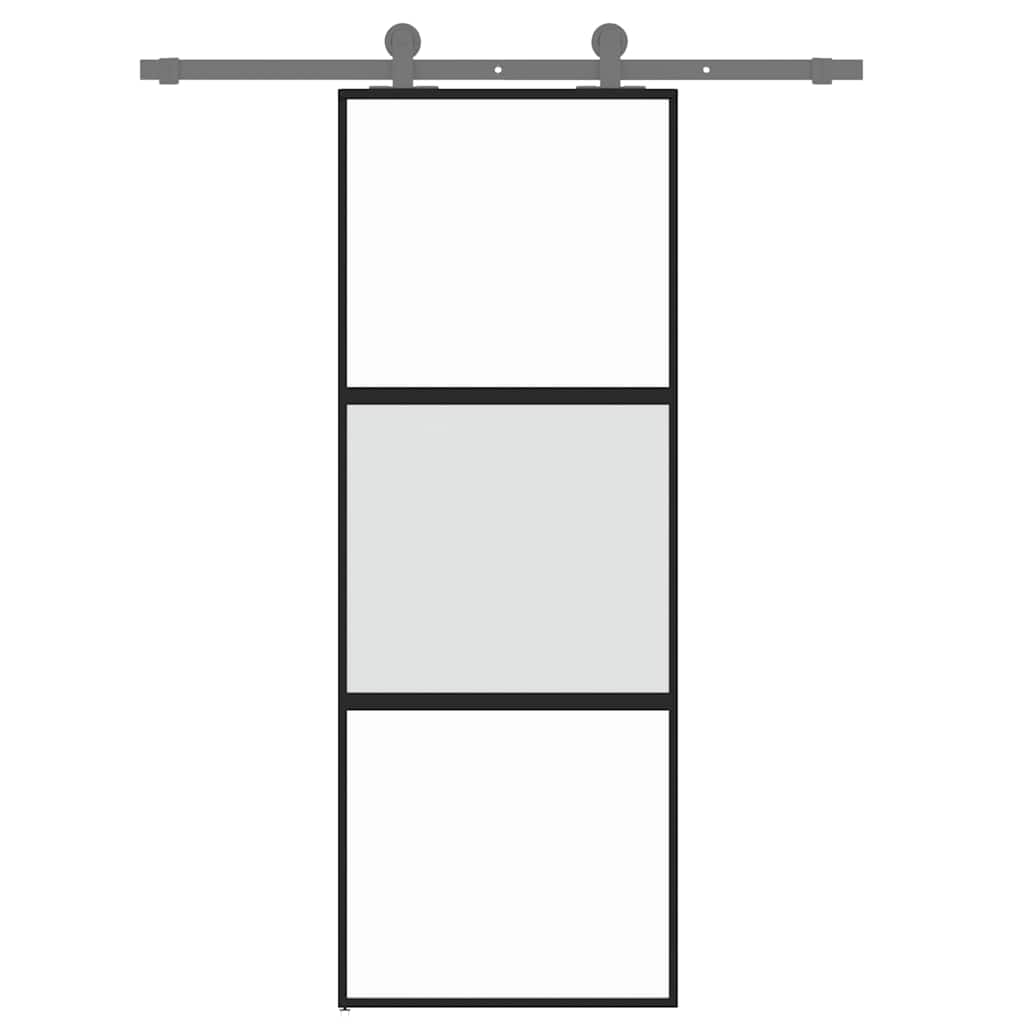 fekete edzett üveg és alumínium tolóajtó 76 x 205 cm