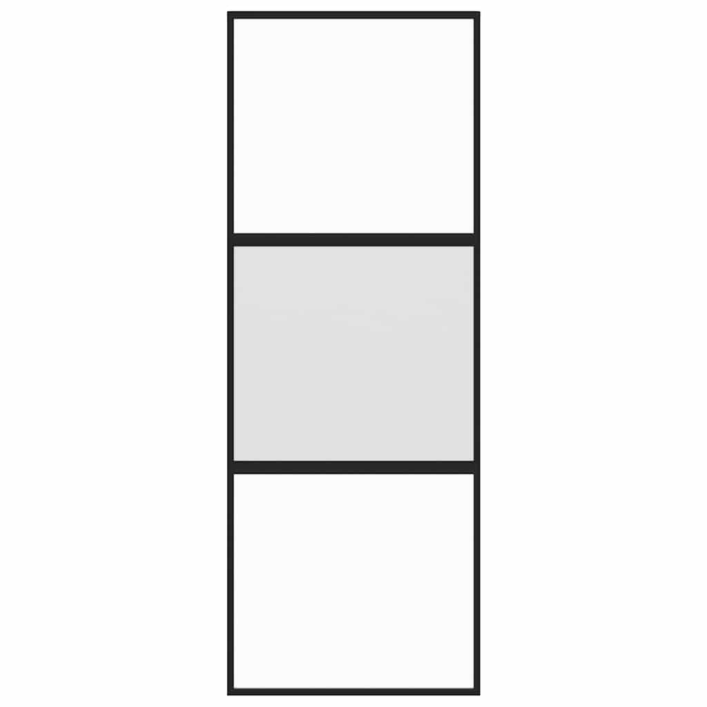 fekete edzett üveg és alumínium tolóajtó 76 x 205 cm