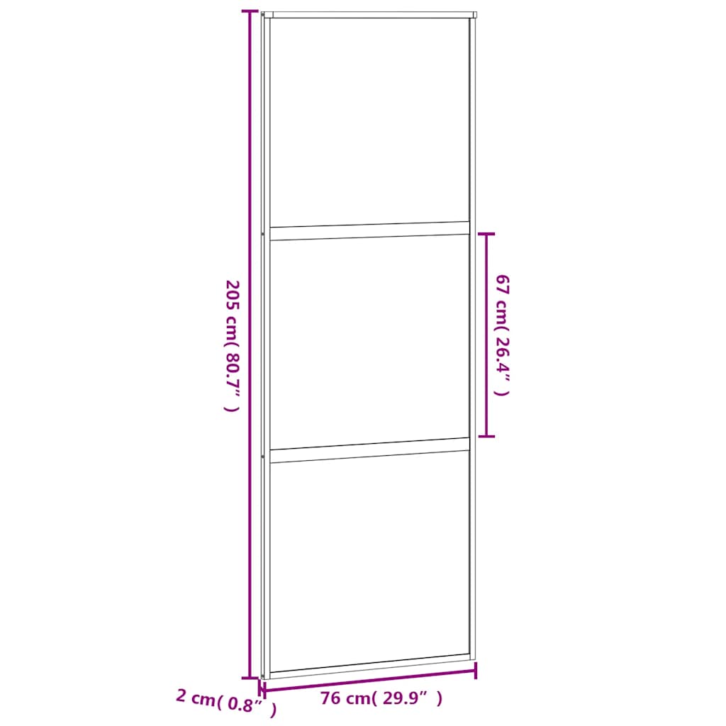 fekete edzett üveg és alumínium tolóajtó 76 x 205 cm