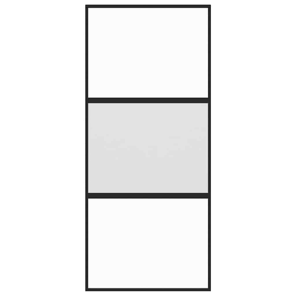 fekete edzett üveg és alumínium tolóajtó 90 x 205 cm