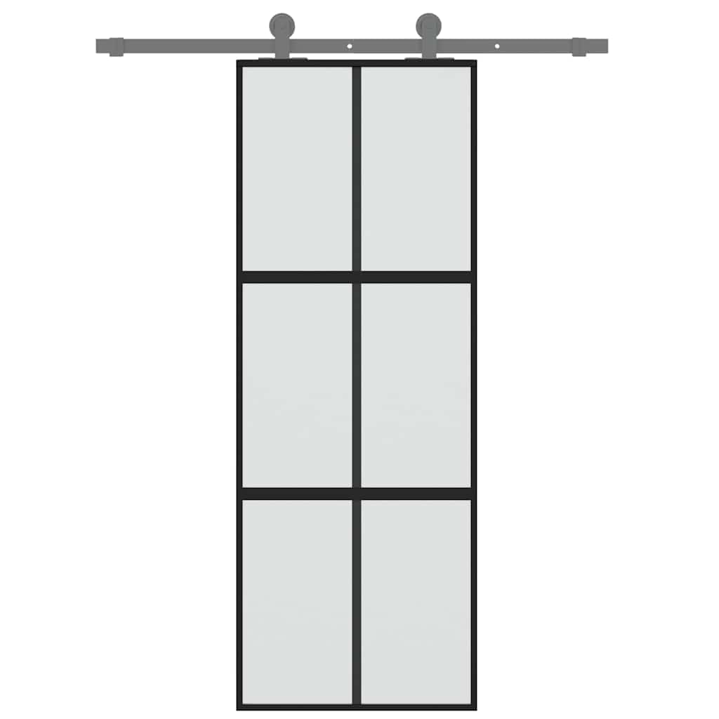 fekete edzett üveg és alumínium tolóajtó 76 x 205 cm