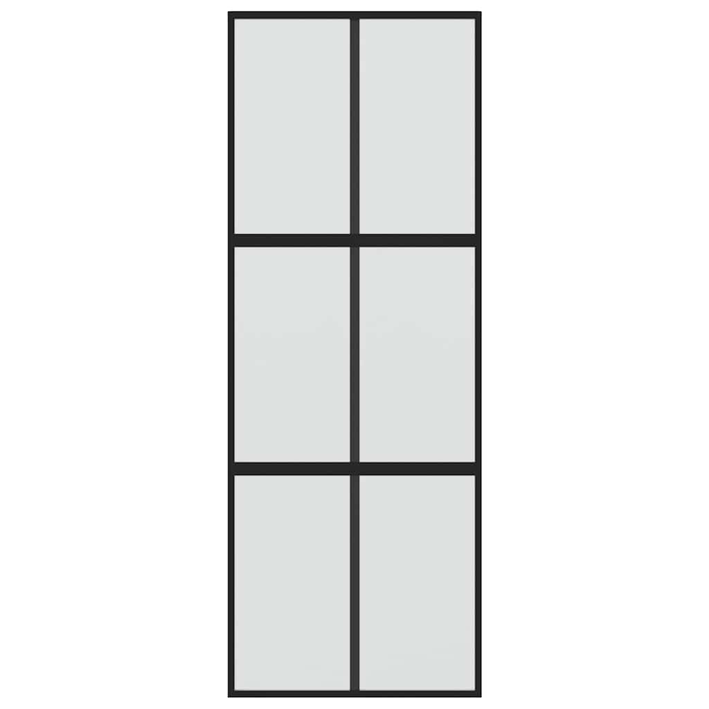fekete edzett üveg és alumínium tolóajtó 76 x 205 cm