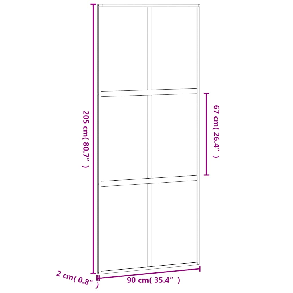fekete edzett üveg és alumínium tolóajtó 90 x 205 cm