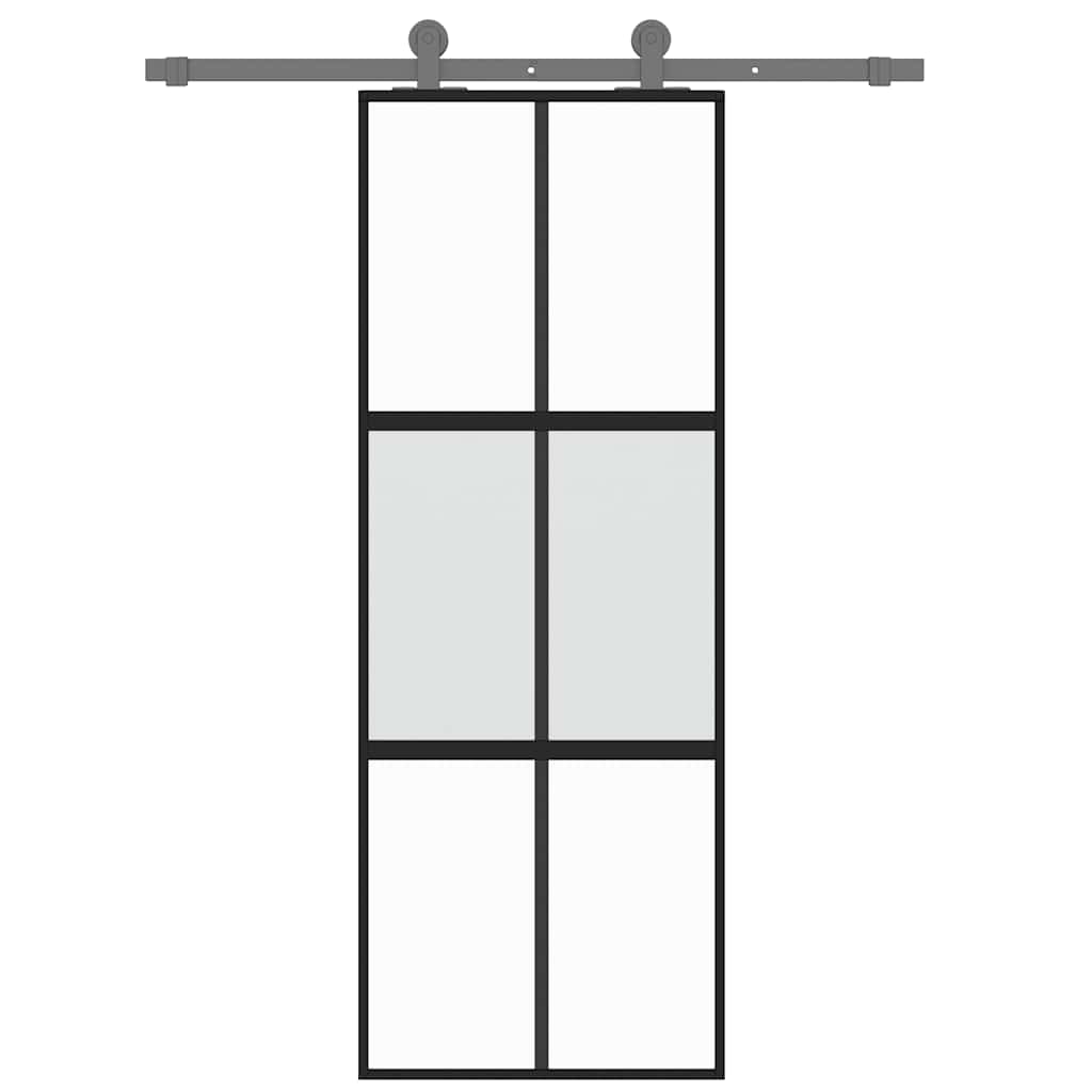 fekete edzett üveg és alumínium tolóajtó 76 x 205 cm
