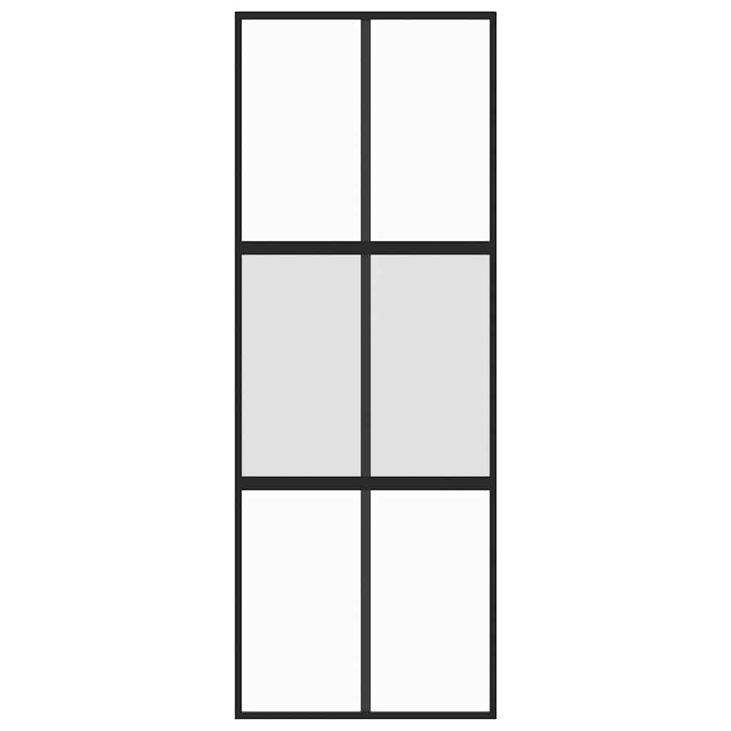 fekete edzett üveg és alumínium tolóajtó 76 x 205 cm