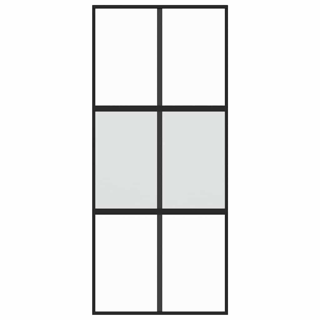fekete edzett üveg és alumínium tolóajtó 90 x 205 cm