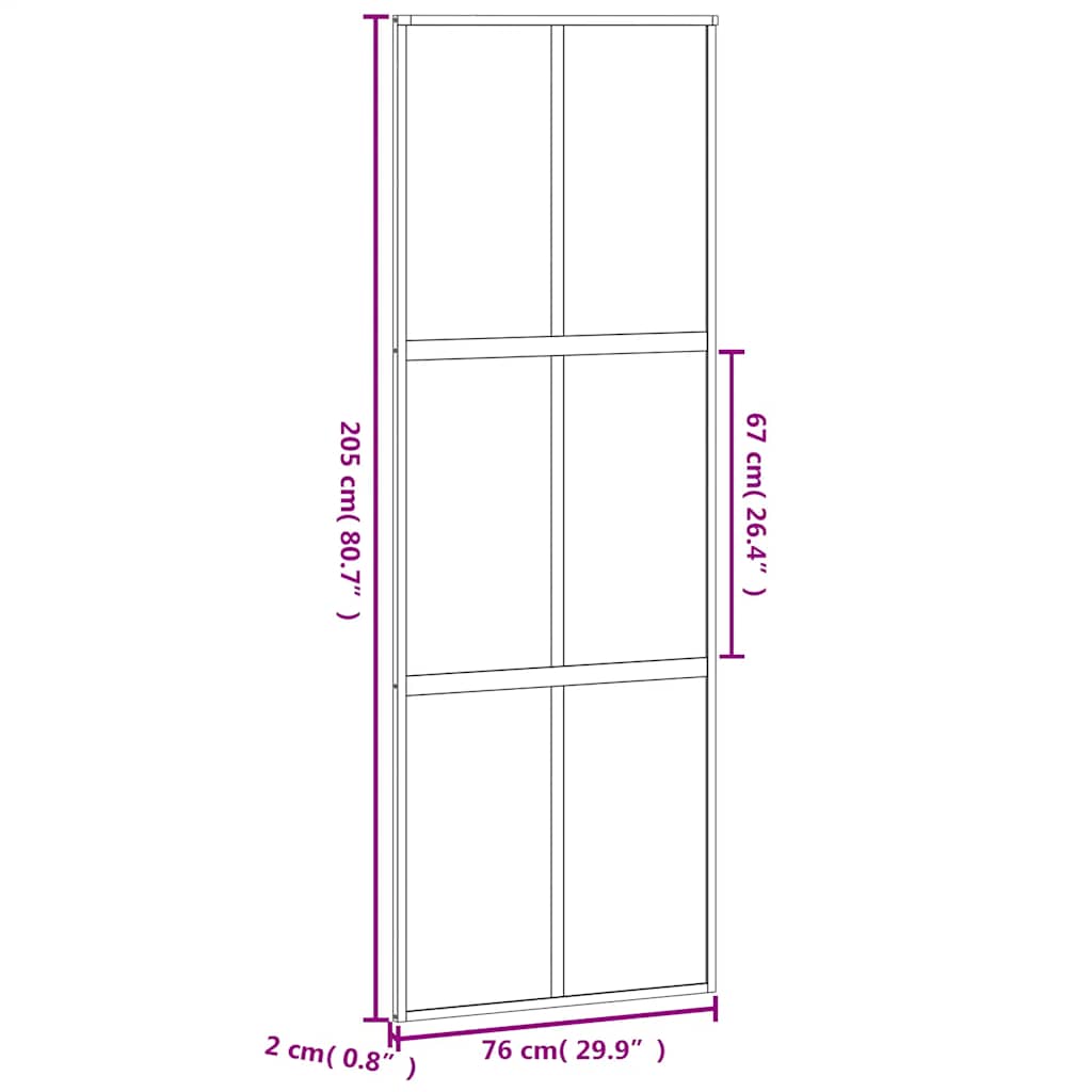 fekete edzett üveg és alumínium tolóajtó 76 x 205 cm
