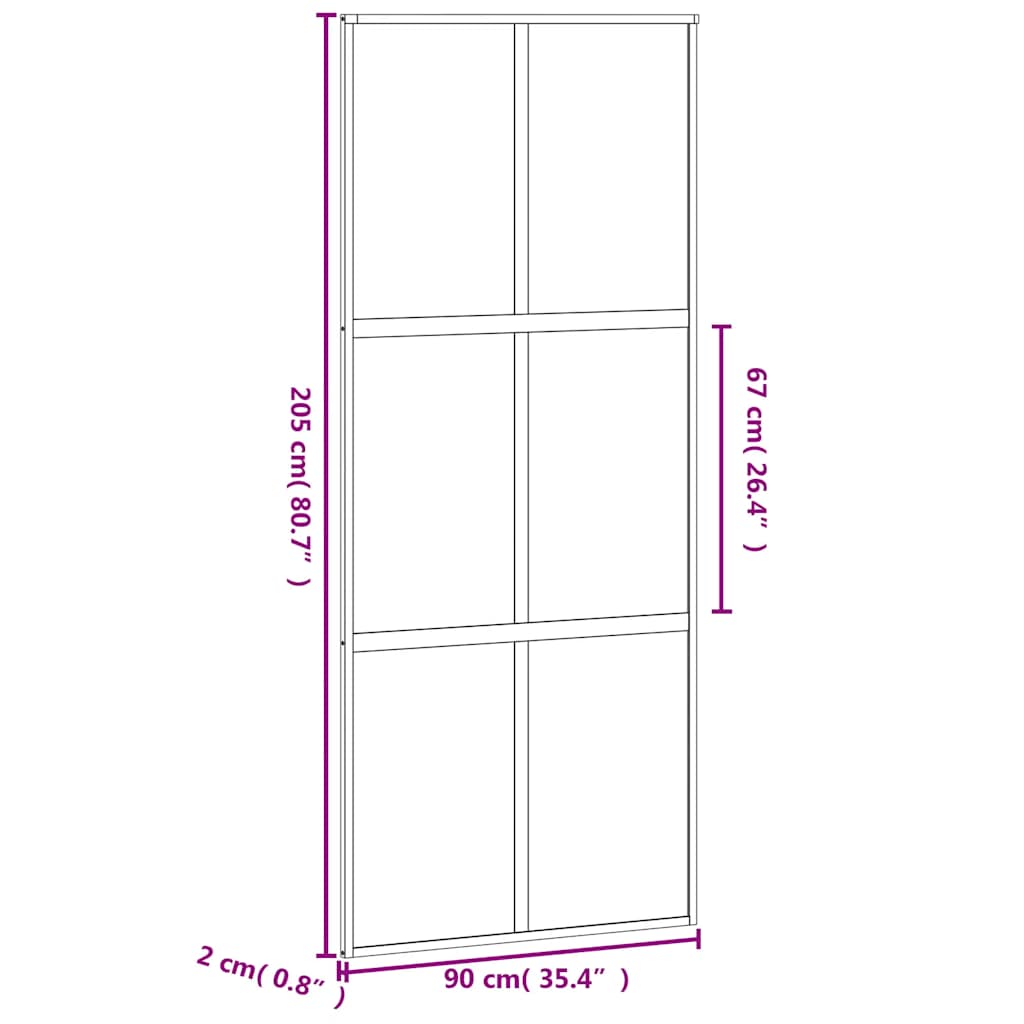 fekete edzett üveg és alumínium tolóajtó 90 x 205 cm