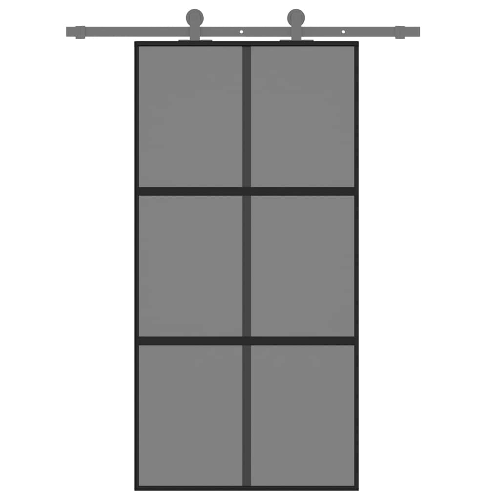 fekete edzett üveg és alumínium tolóajtó 102,5 x 205 cm