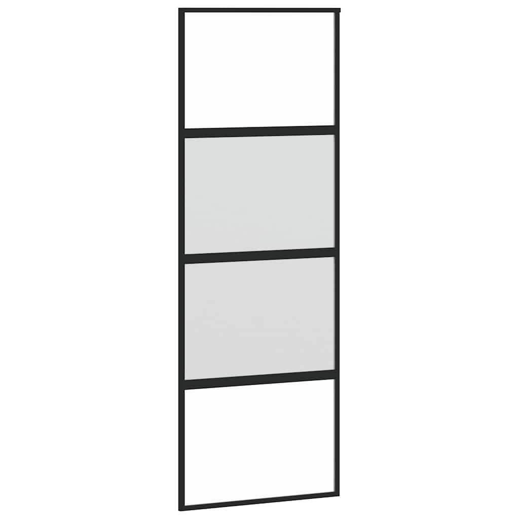 fekete edzett üveg és alumínium tolóajtó 76 x 205 cm