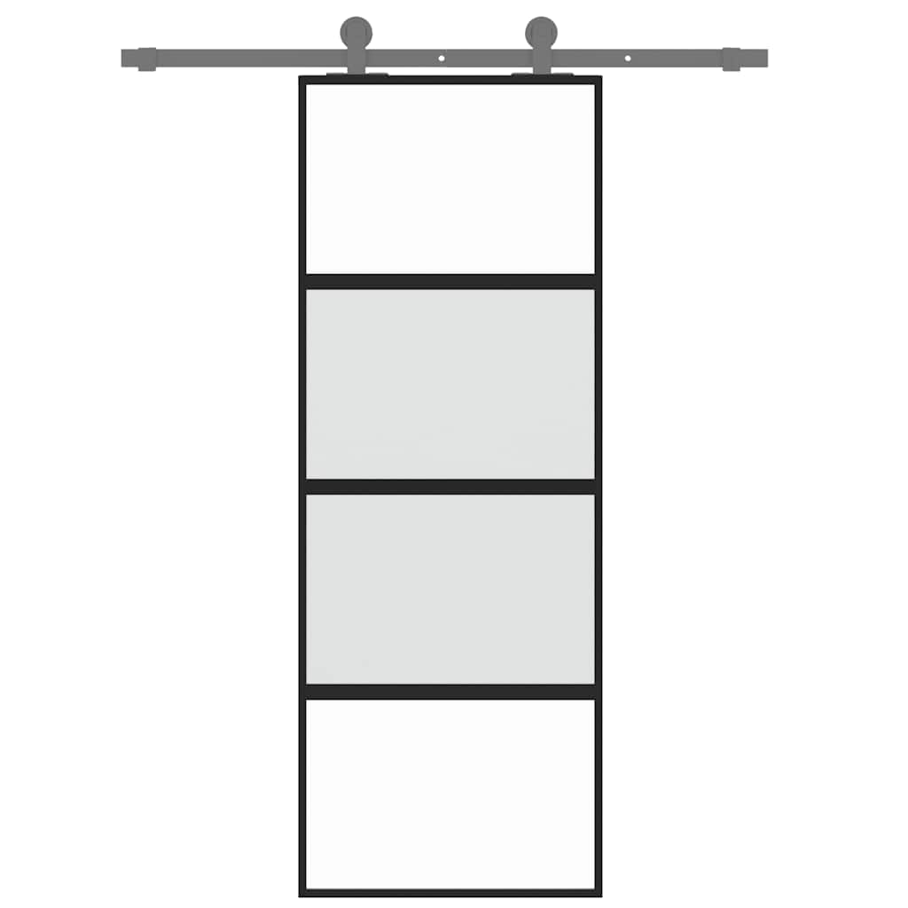 fekete edzett üveg és alumínium tolóajtó 76 x 205 cm