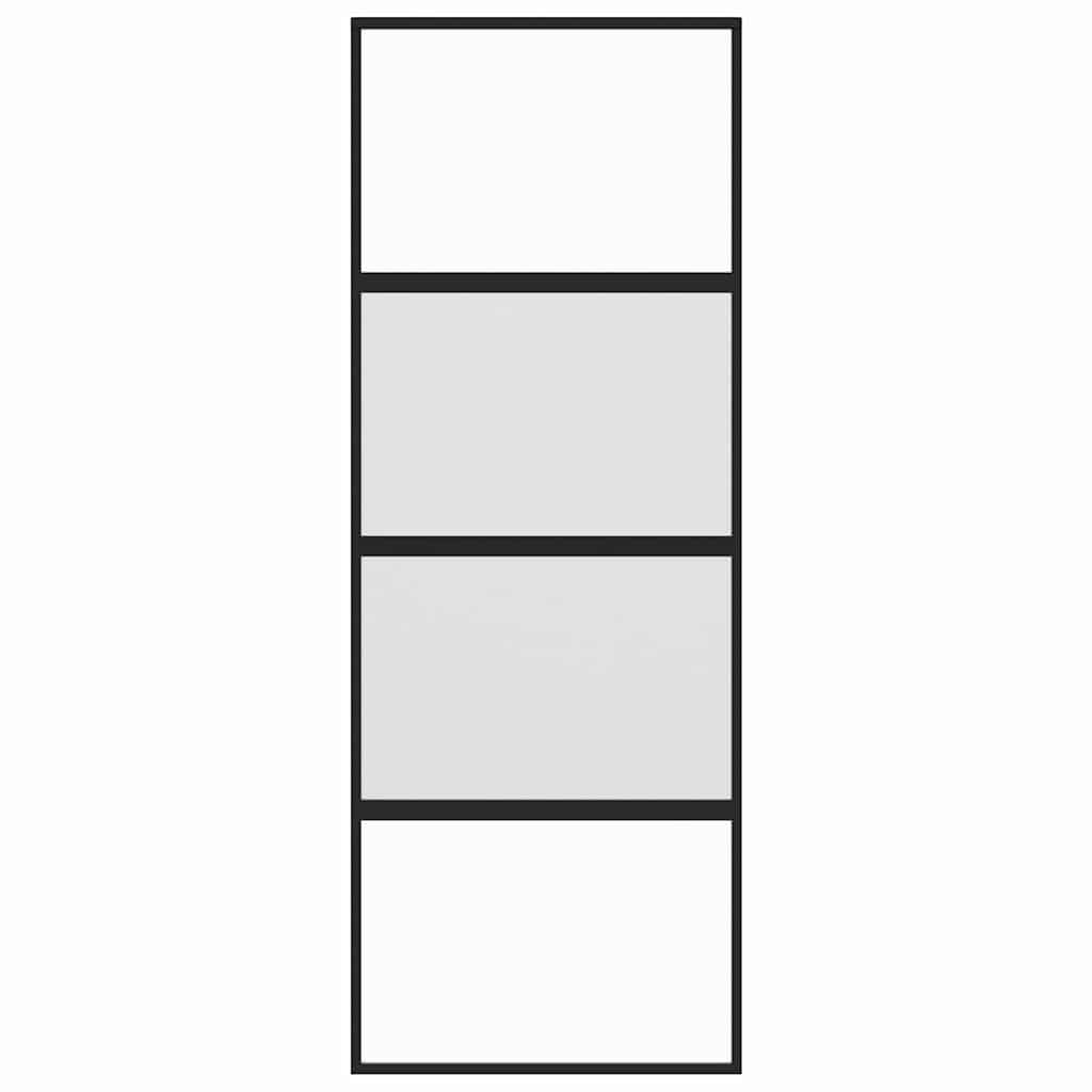 fekete edzett üveg és alumínium tolóajtó 76 x 205 cm