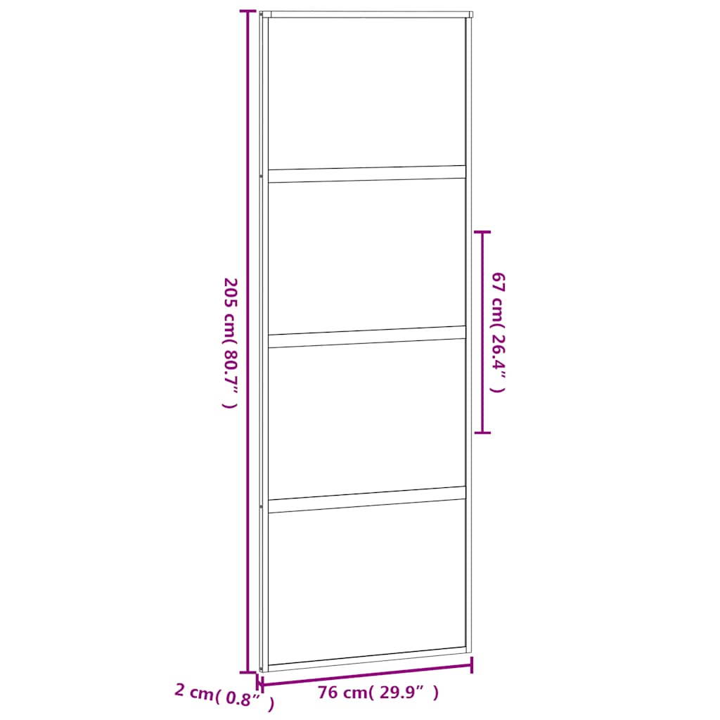 fekete edzett üveg és alumínium tolóajtó 76 x 205 cm