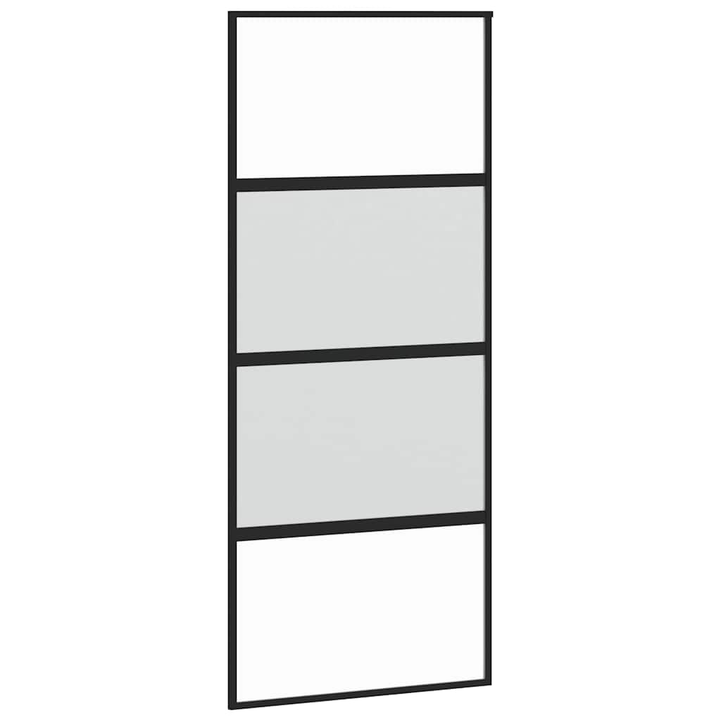 fekete edzett üveg és alumínium tolóajtó 90 x 205 cm