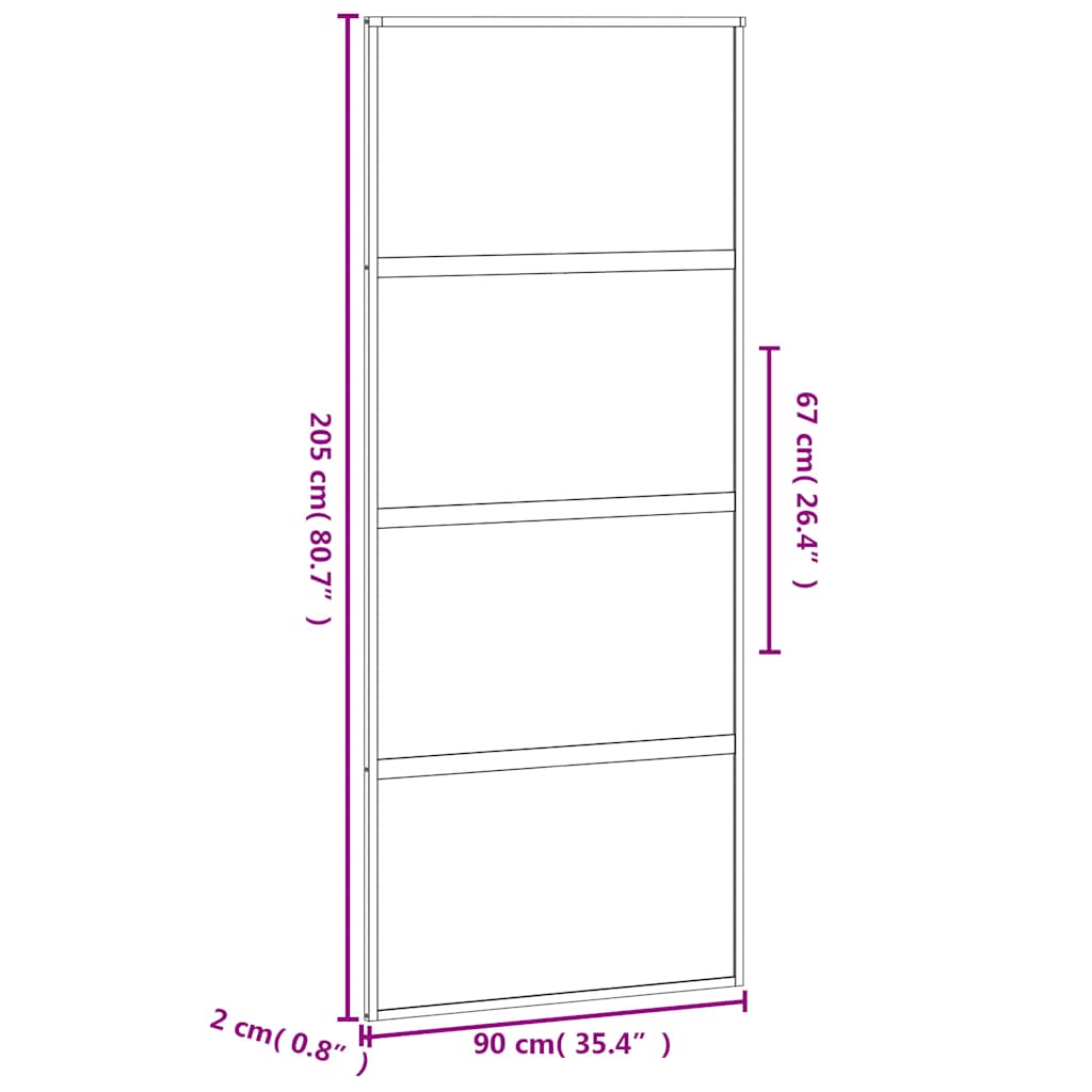 fekete edzett üveg és alumínium tolóajtó 90 x 205 cm