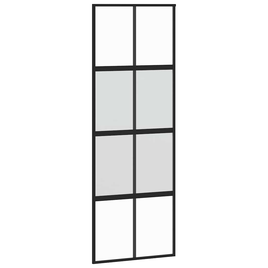 fekete edzett üveg és alumínium tolóajtó 76 x 205 cm