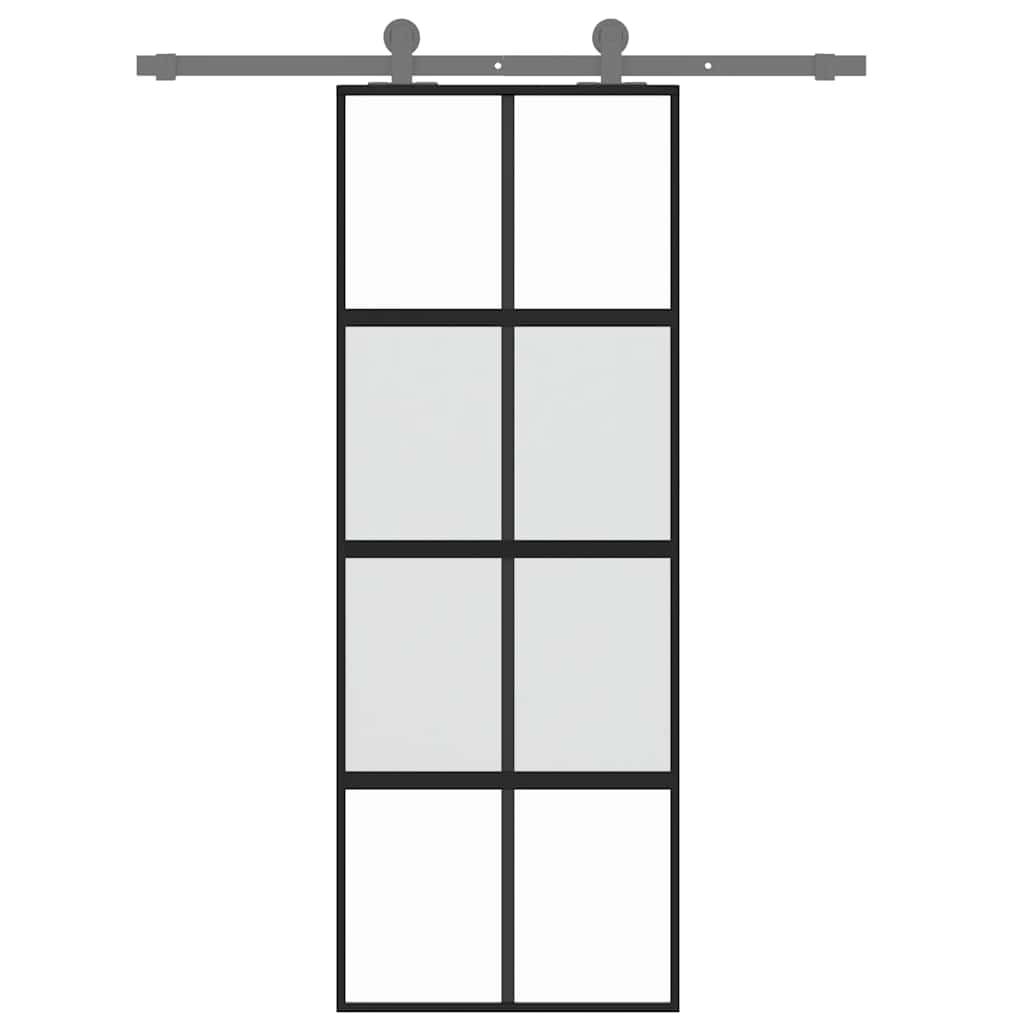 fekete edzett üveg és alumínium tolóajtó 76 x 205 cm