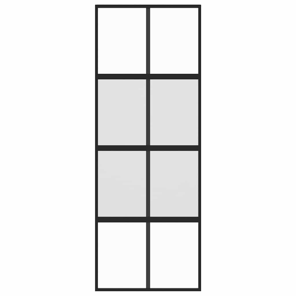 fekete edzett üveg és alumínium tolóajtó 76 x 205 cm