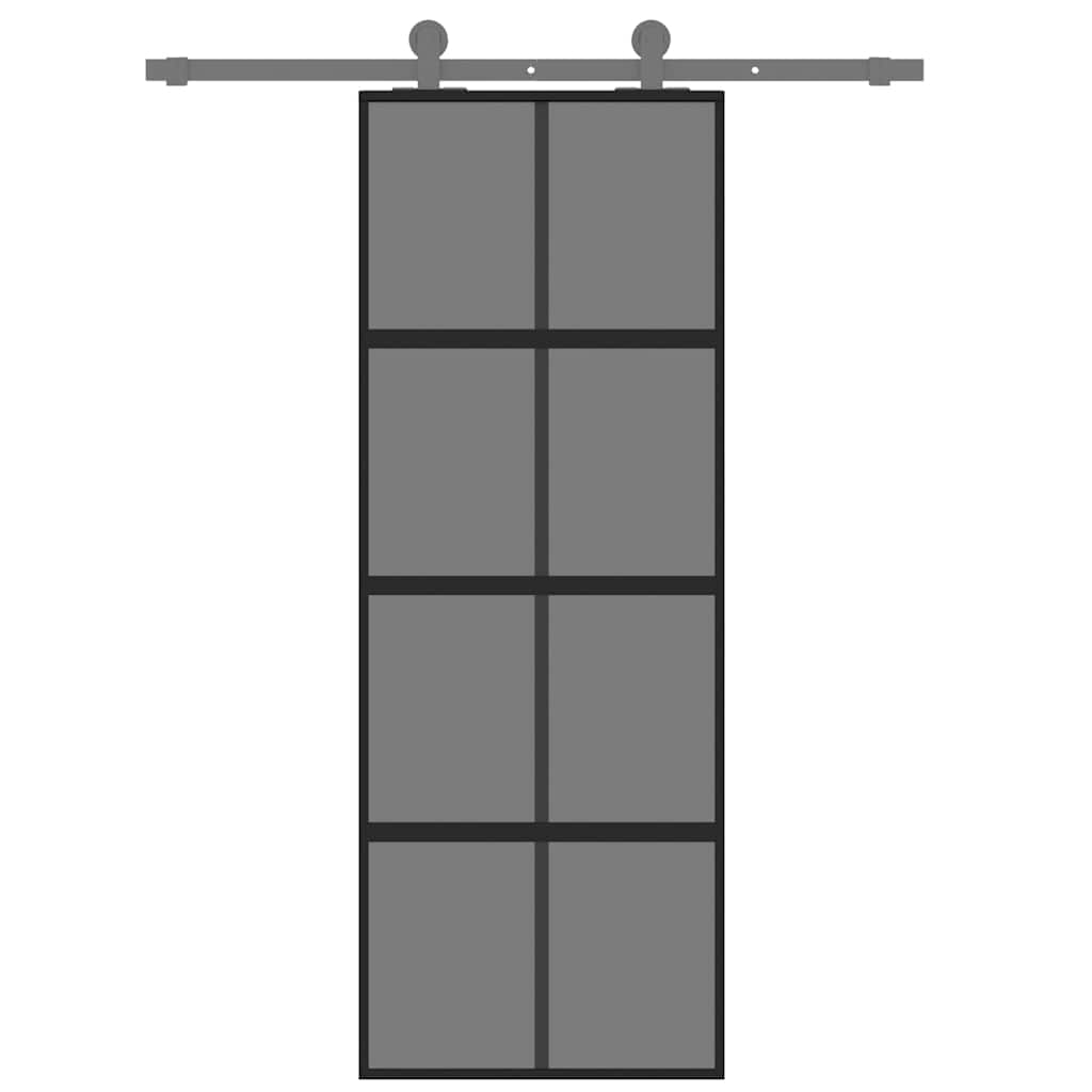 fekete edzett üveg és alumínium tolóajtó 76 x 205 cm