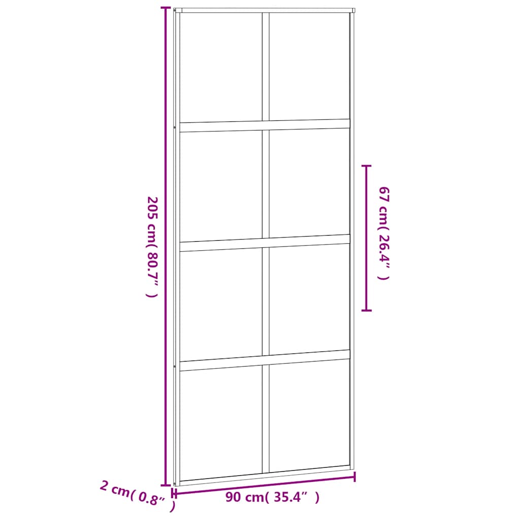 fekete edzett üveg és alumínium tolóajtó 90 x 205 cm