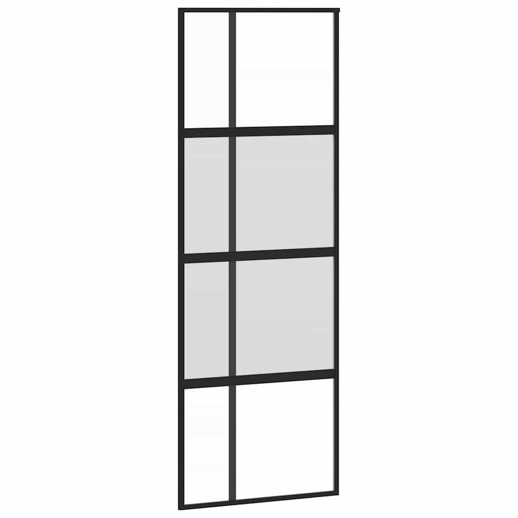 fekete edzett üveg és alumínium tolóajtó 76 x 205 cm