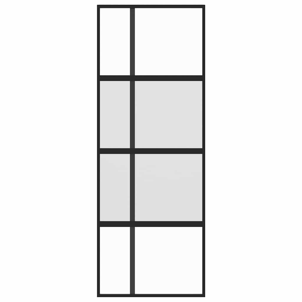 fekete edzett üveg és alumínium tolóajtó 76 x 205 cm