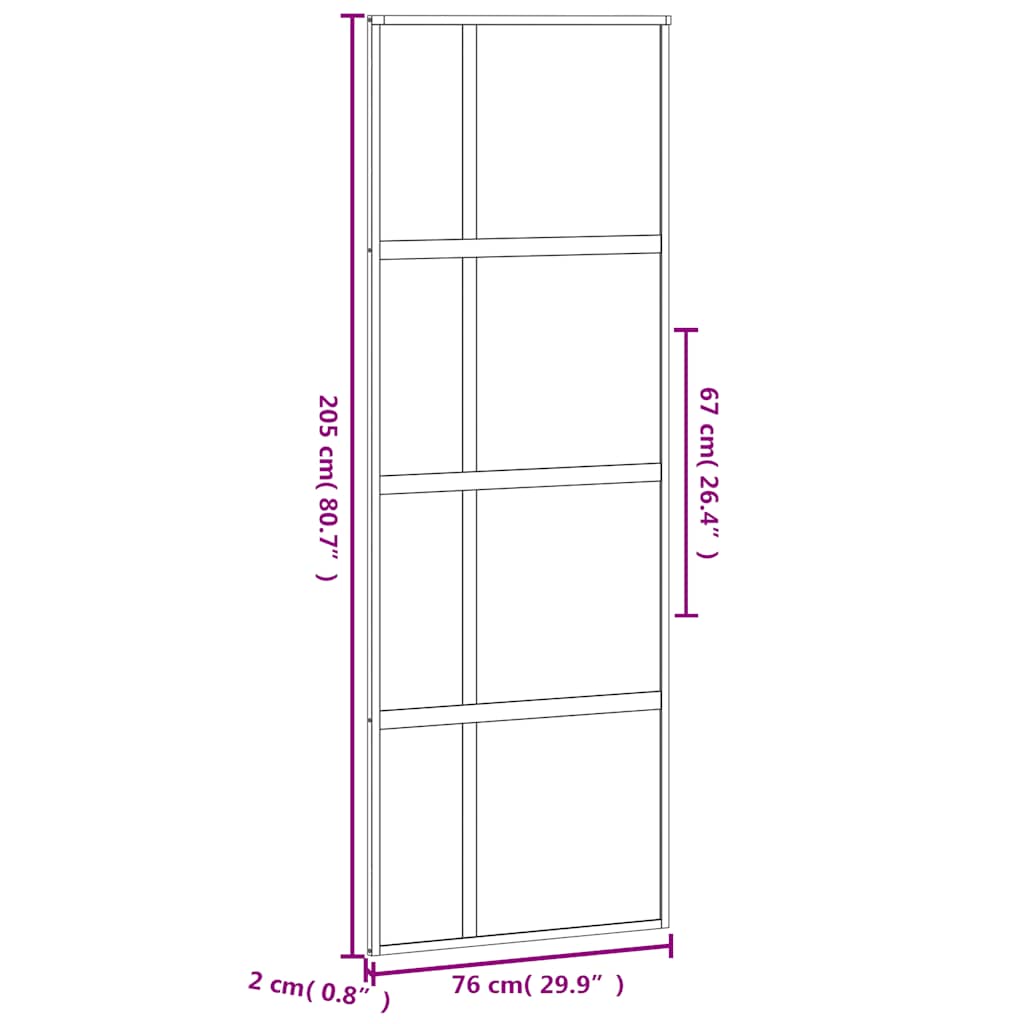 fekete edzett üveg és alumínium tolóajtó 76 x 205 cm