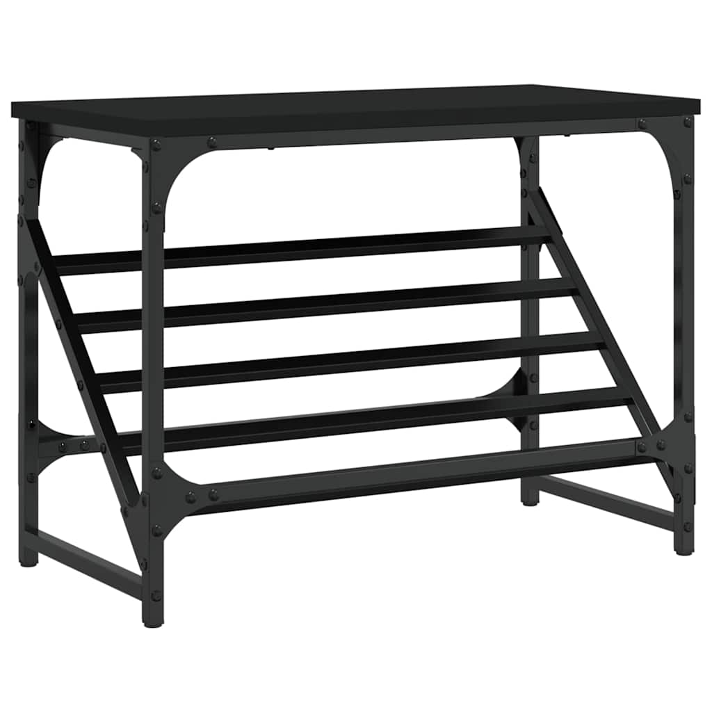 fekete szerelt fa cipőtartó 60x30x45 cm