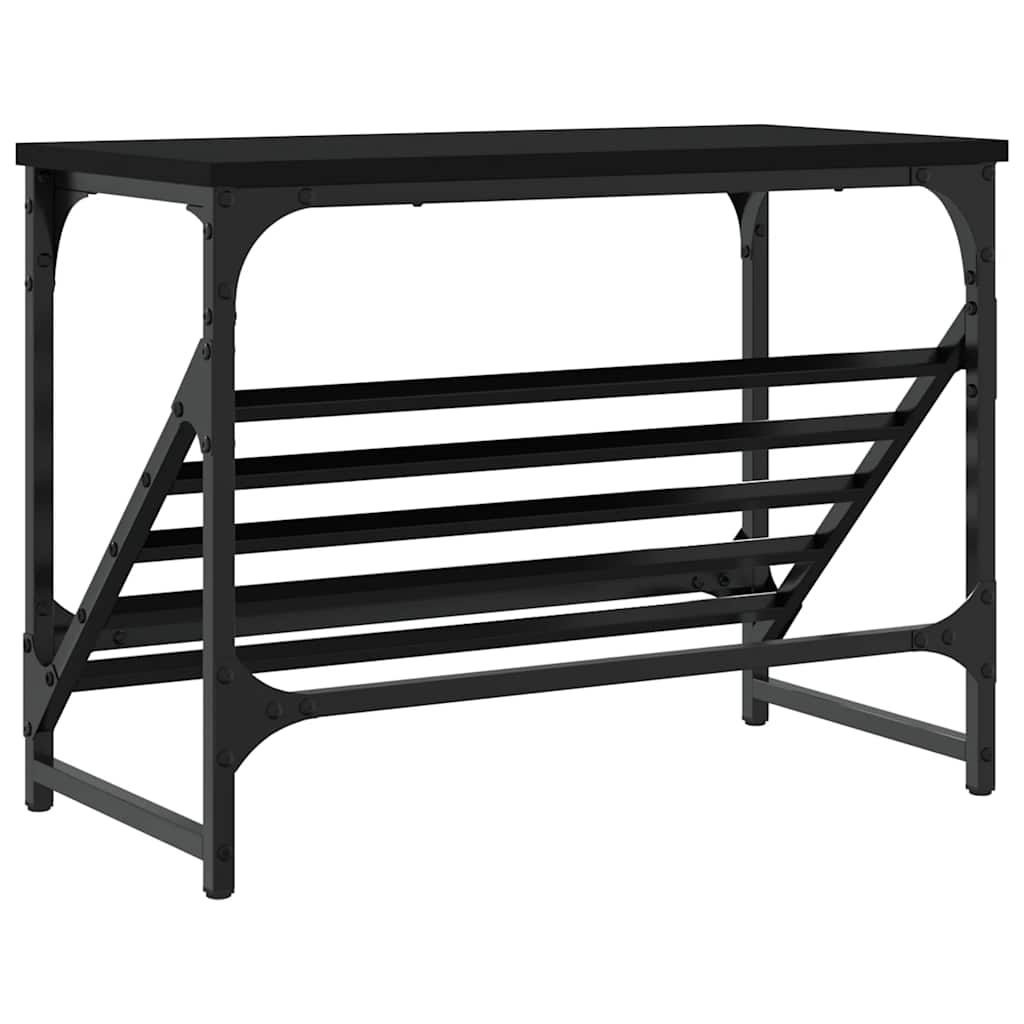 fekete szerelt fa cipőtartó 60x30x45 cm