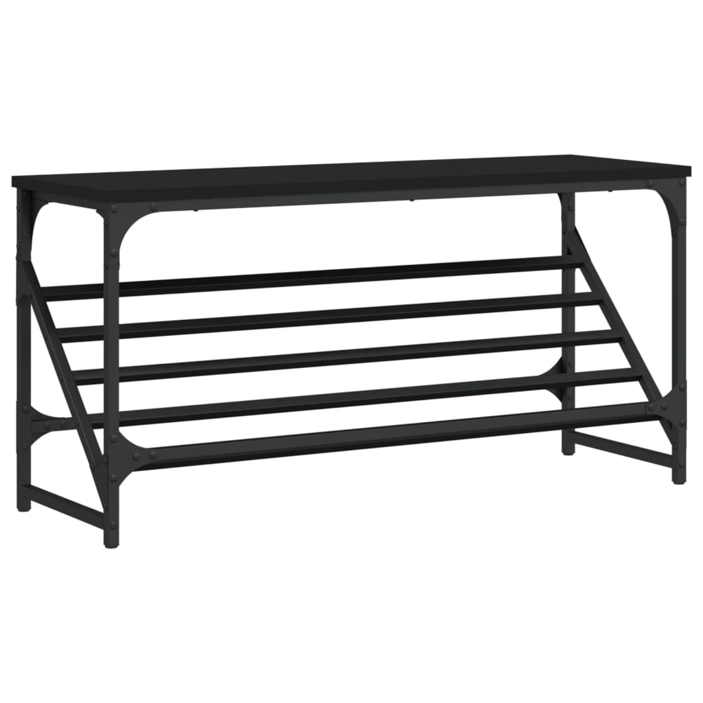 fekete szerelt fa cipőtartó 90x30x45 cm