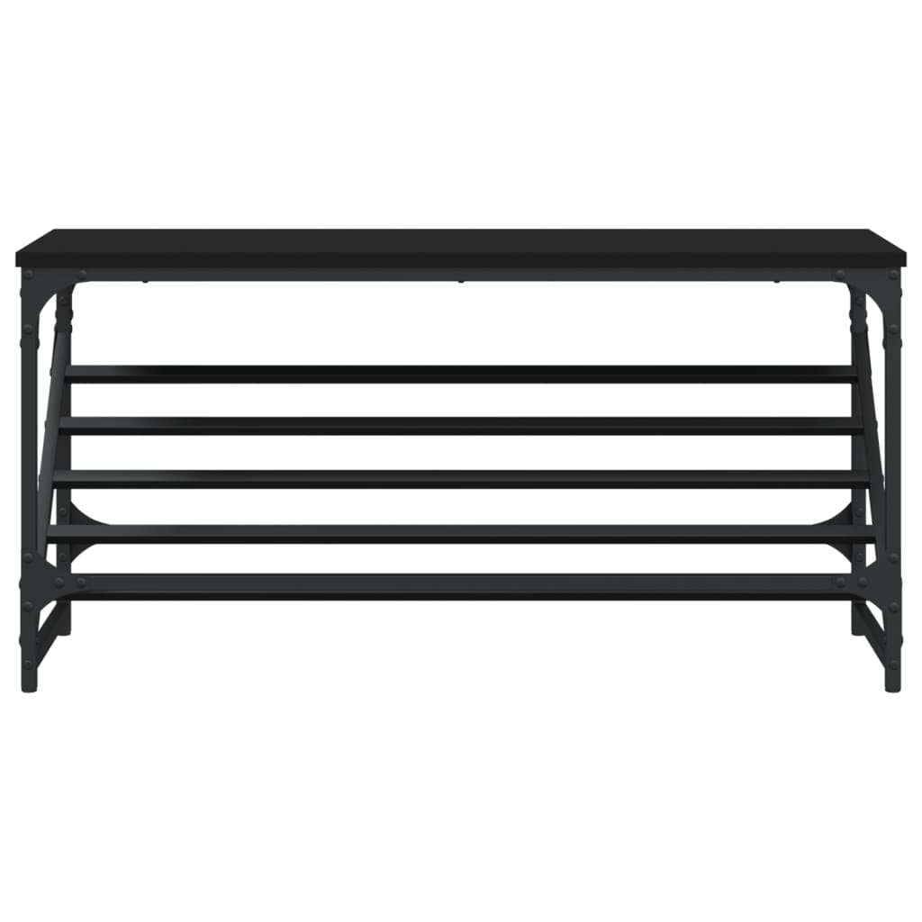 fekete szerelt fa cipőtartó 90x30x45 cm
