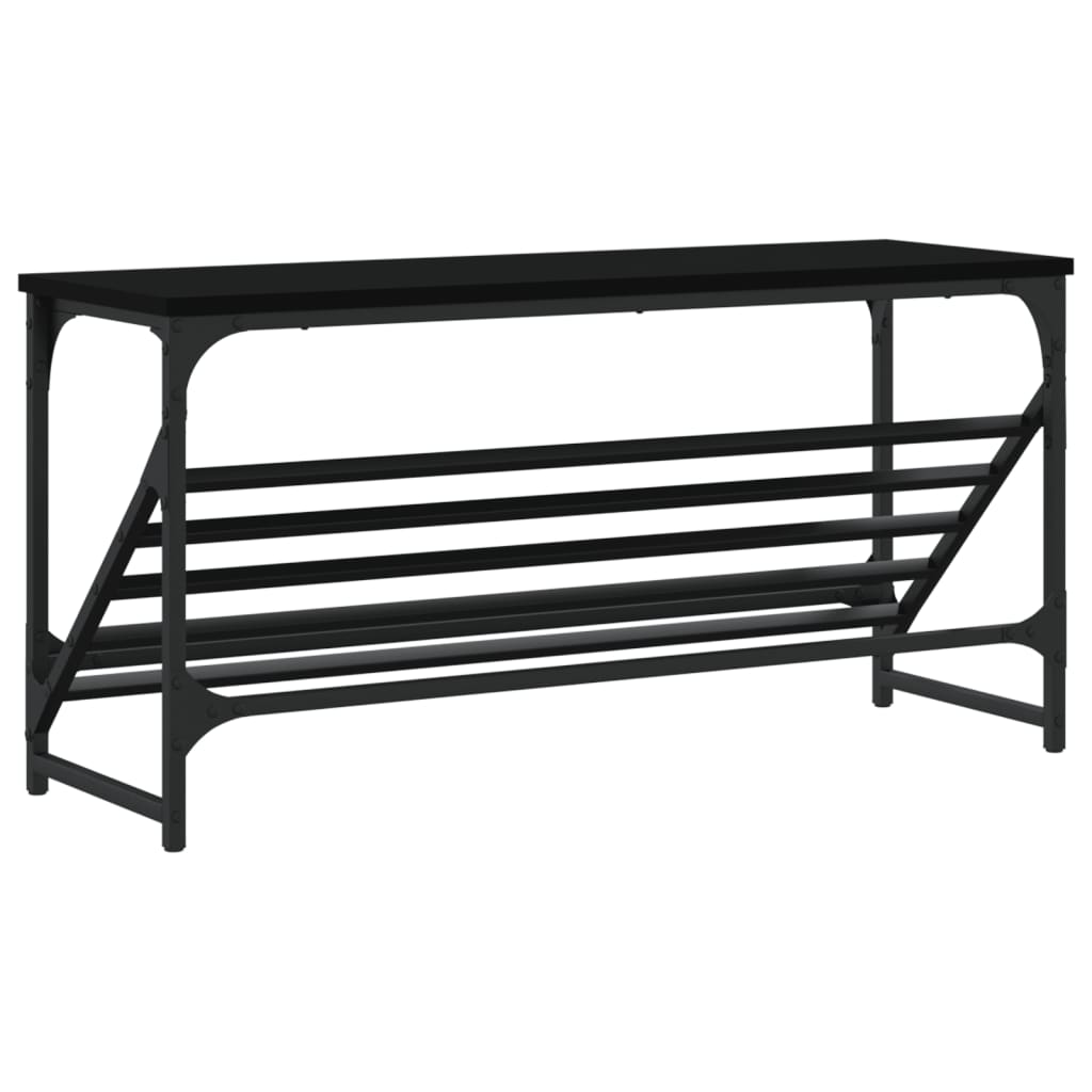 fekete szerelt fa cipőtartó 90x30x45 cm