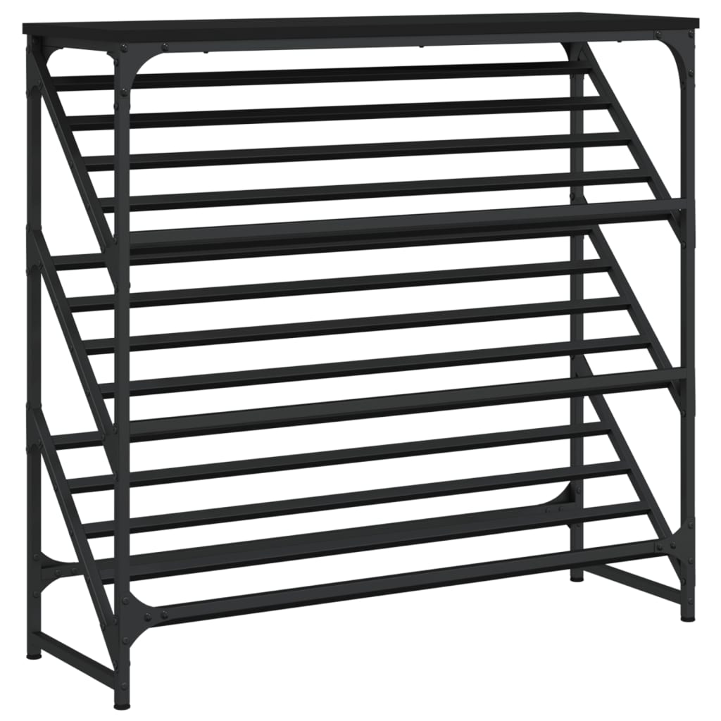 fekete szerelt fa cipőtartó 90x30x85 cm