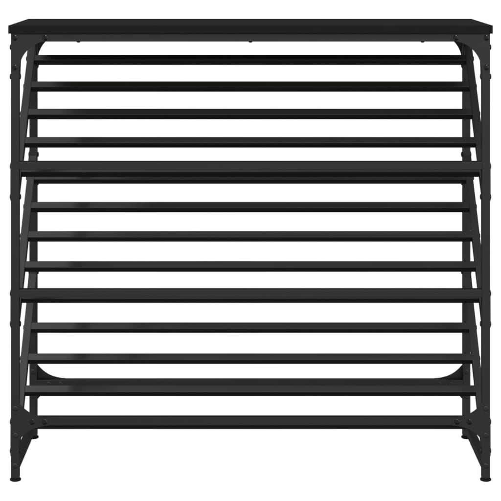 fekete szerelt fa cipőtartó 90x30x85 cm