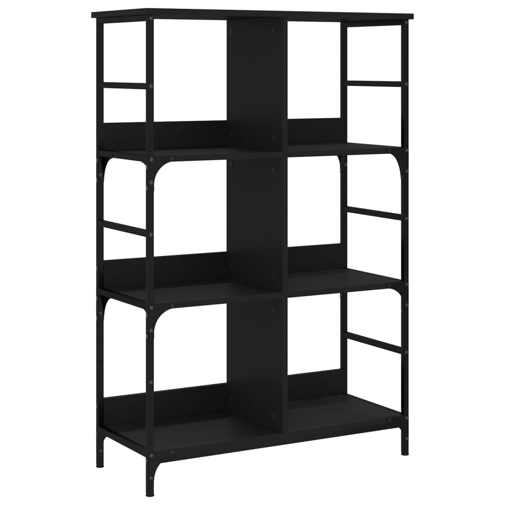 fekete szerelt fa könyvespolc 78,5 x 33 x 117,5 cm